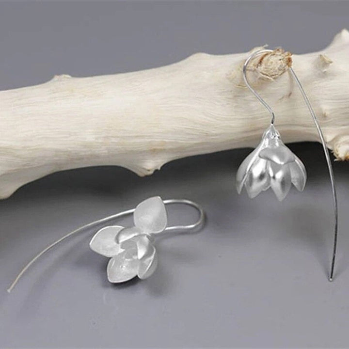 Magnolia Flower Dangle Earrings | Elegant Drop Floral Jewelry