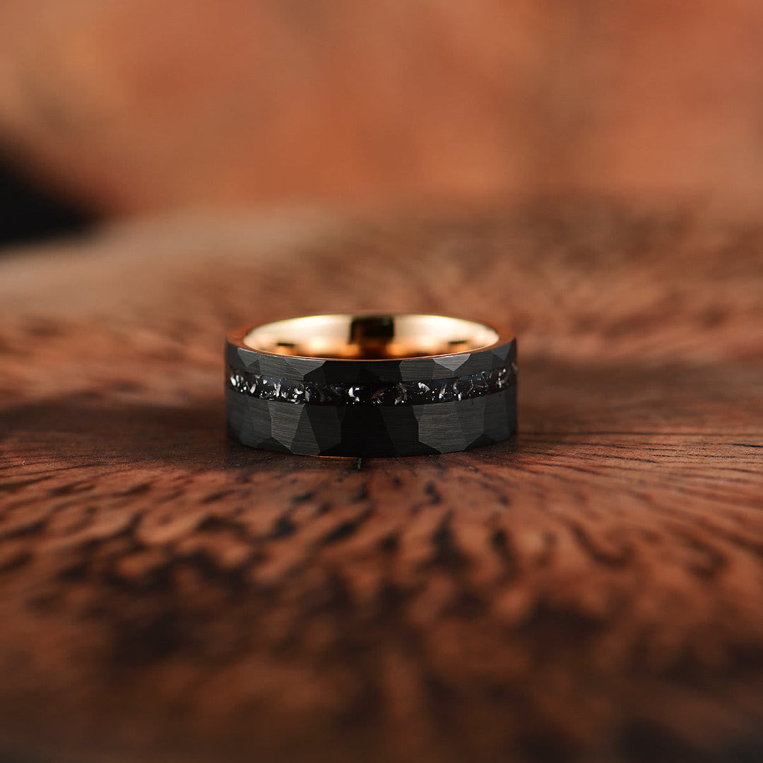 8 mm Black Tourmaline Tungsten Carbide Ring