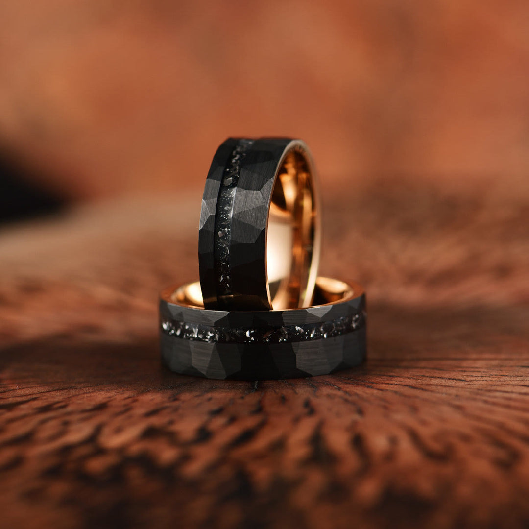 8 mm Black Tourmaline Tungsten Carbide Ring
