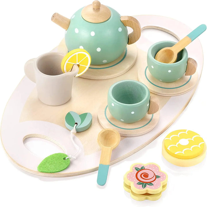 Wooden Tea Set | Pretend Play Tea Party Set for Kids