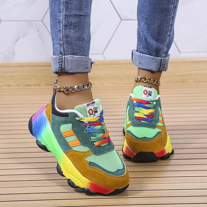 Orthopedic Rainbow Sneakers for Women | Soft & Breathable