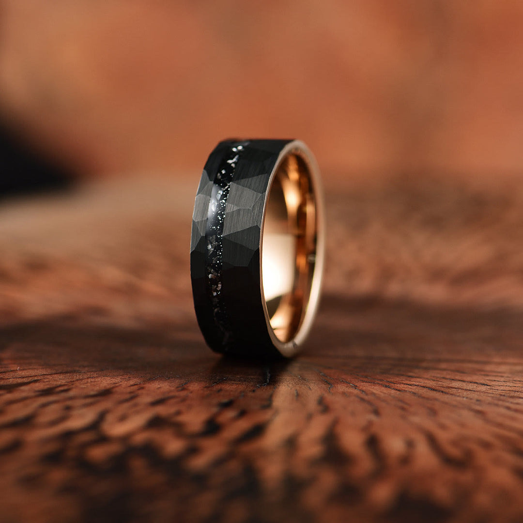 8 mm Black Tourmaline Tungsten Carbide Ring