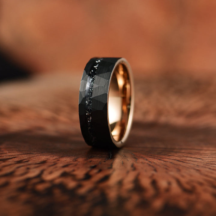 8 mm Black Tourmaline Tungsten Carbide Ring