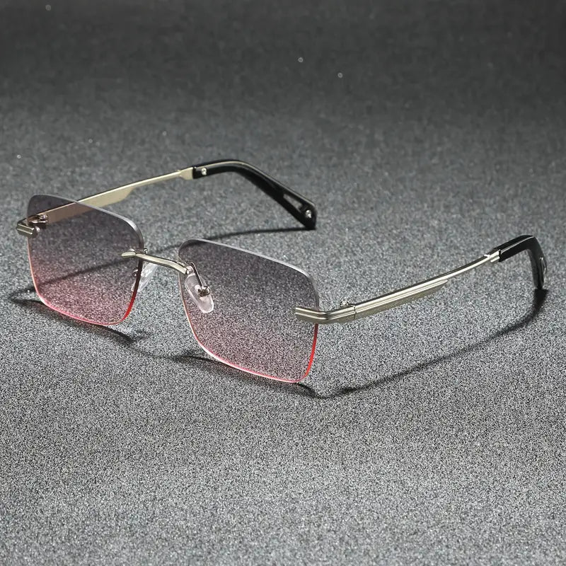 Men’s Rimless Square Sunglasses | Business Casual Style