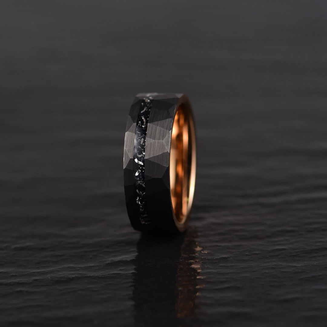 8 mm Black Tourmaline Tungsten Carbide Ring