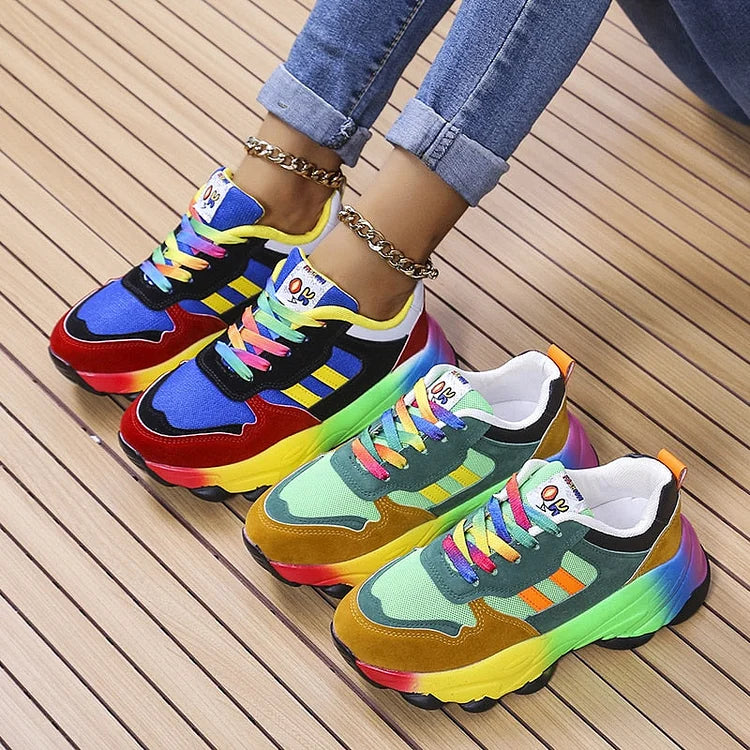 Orthopedic Rainbow Sneakers for Women | Soft & Breathable