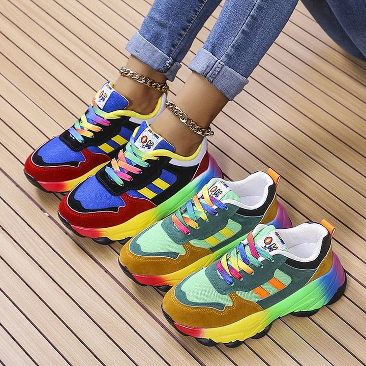 Orthopedic Rainbow Sneakers for Women | Soft & Breathable