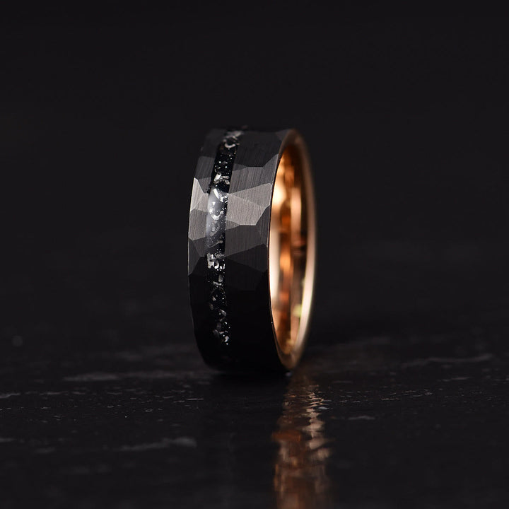 8 mm Black Tourmaline Tungsten Carbide Ring