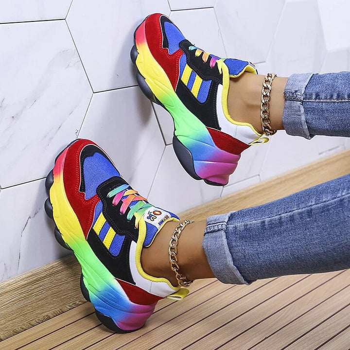 Orthopedic Rainbow Sneakers for Women | Soft & Breathable