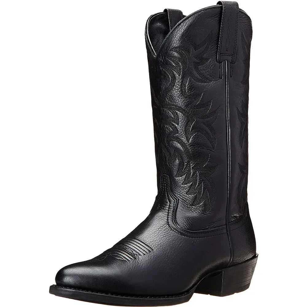 Men’s Embroidered Leather Cowboy Boots