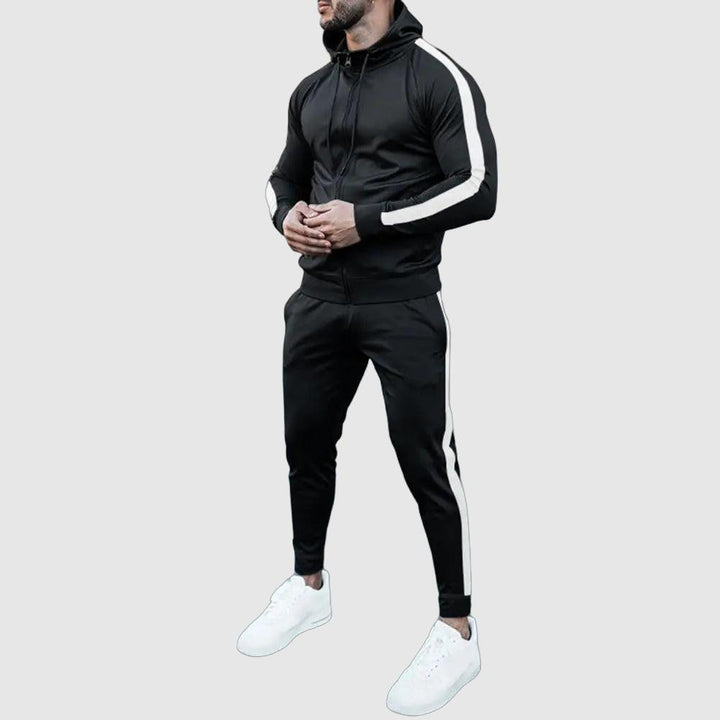 Men's Hooded Tracksuit with White Side Stripes | Relaxed Fit