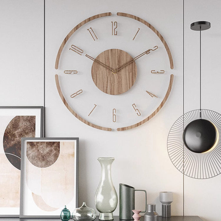 Nordic Wooden Wall Clock | No-Tick Silent Movement
