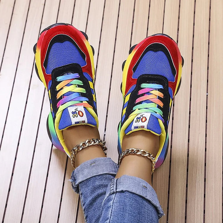 Orthopedic Rainbow Sneakers for Women | Soft & Breathable
