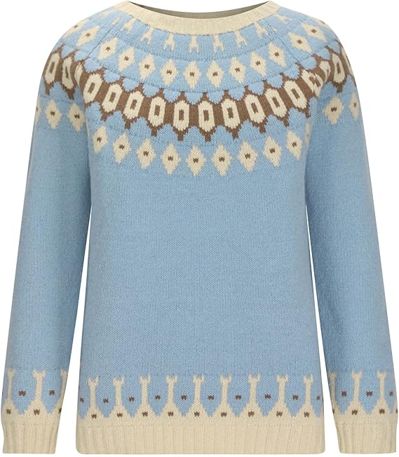 Women’s Sky Blue Nordic Sweater | Relaxed Fit