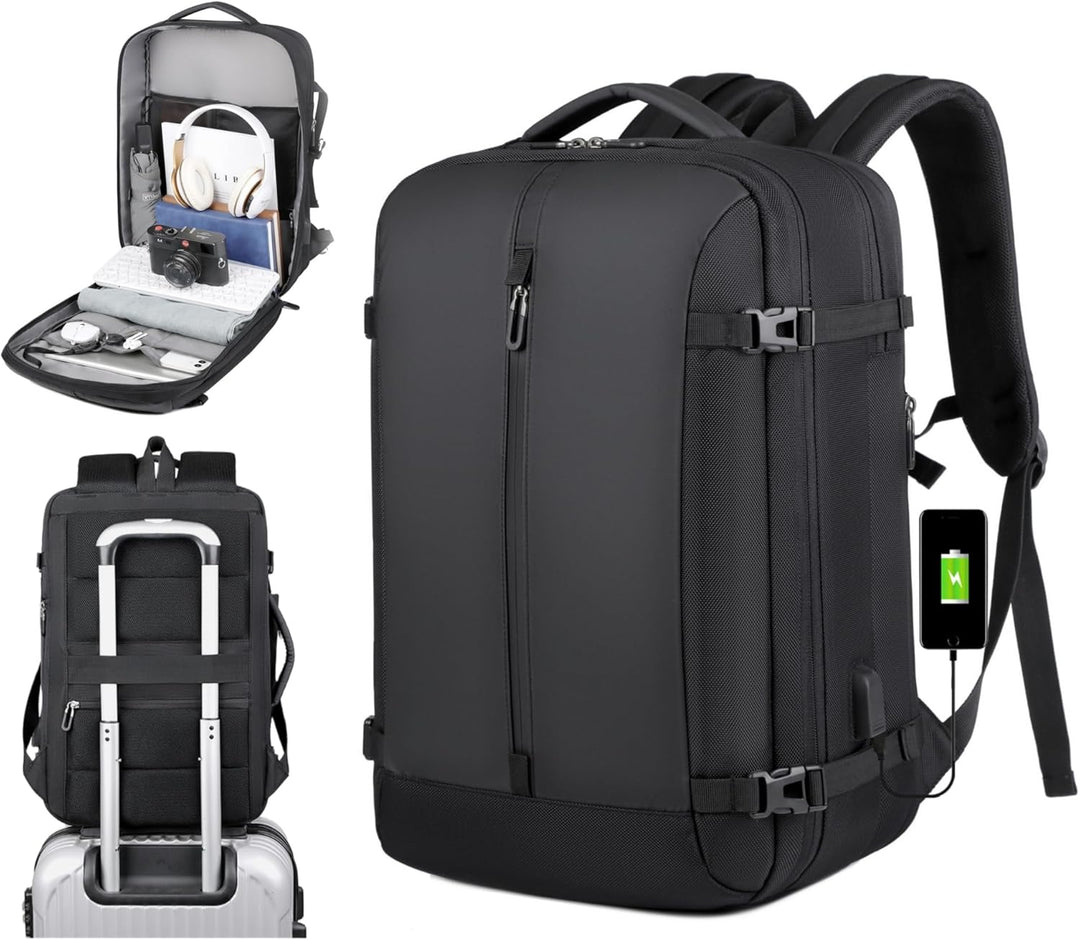 40L Expandable Waterproof Travel Backpack | USB Port & 17” Laptop Compartment