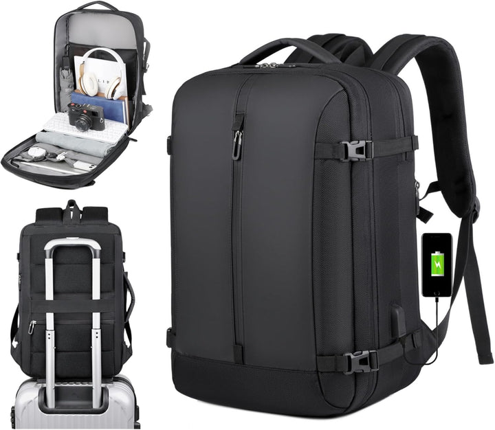40L Expandable Waterproof Travel Backpack | USB Port & 17” Laptop Compartment
