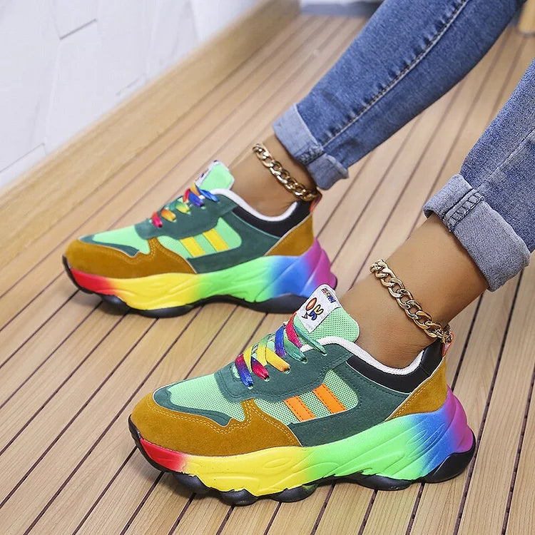 Orthopedic Rainbow Sneakers for Women | Soft & Breathable