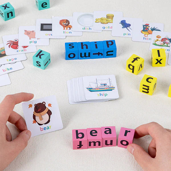 Montessori-Inspired Wooden Toy for Learning English Spelling
