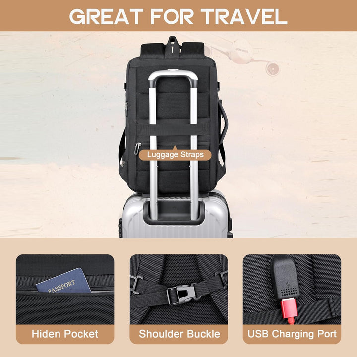 40L Expandable Waterproof Travel Backpack | USB Port & 17” Laptop Compartment