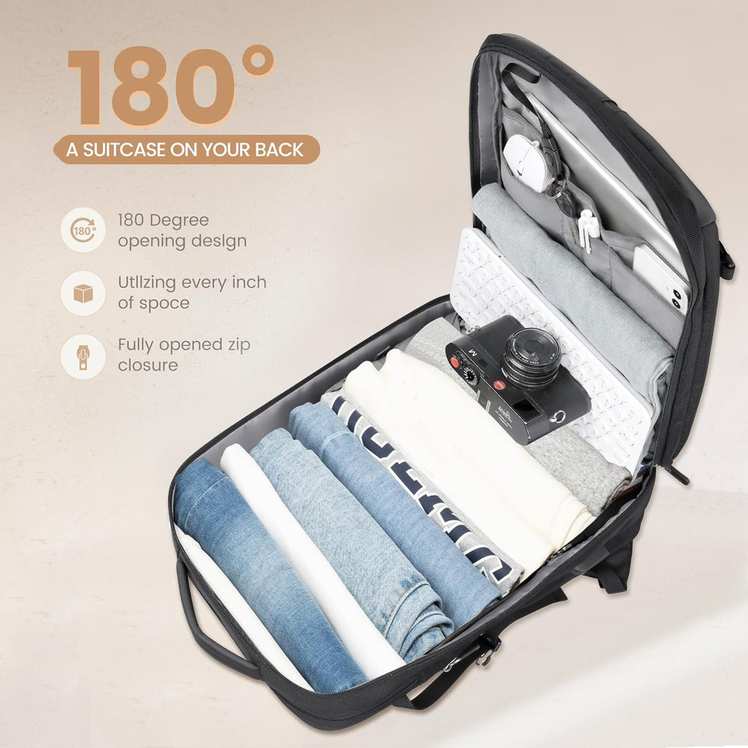 40L Expandable Waterproof Travel Backpack | USB Port & 17” Laptop Compartment