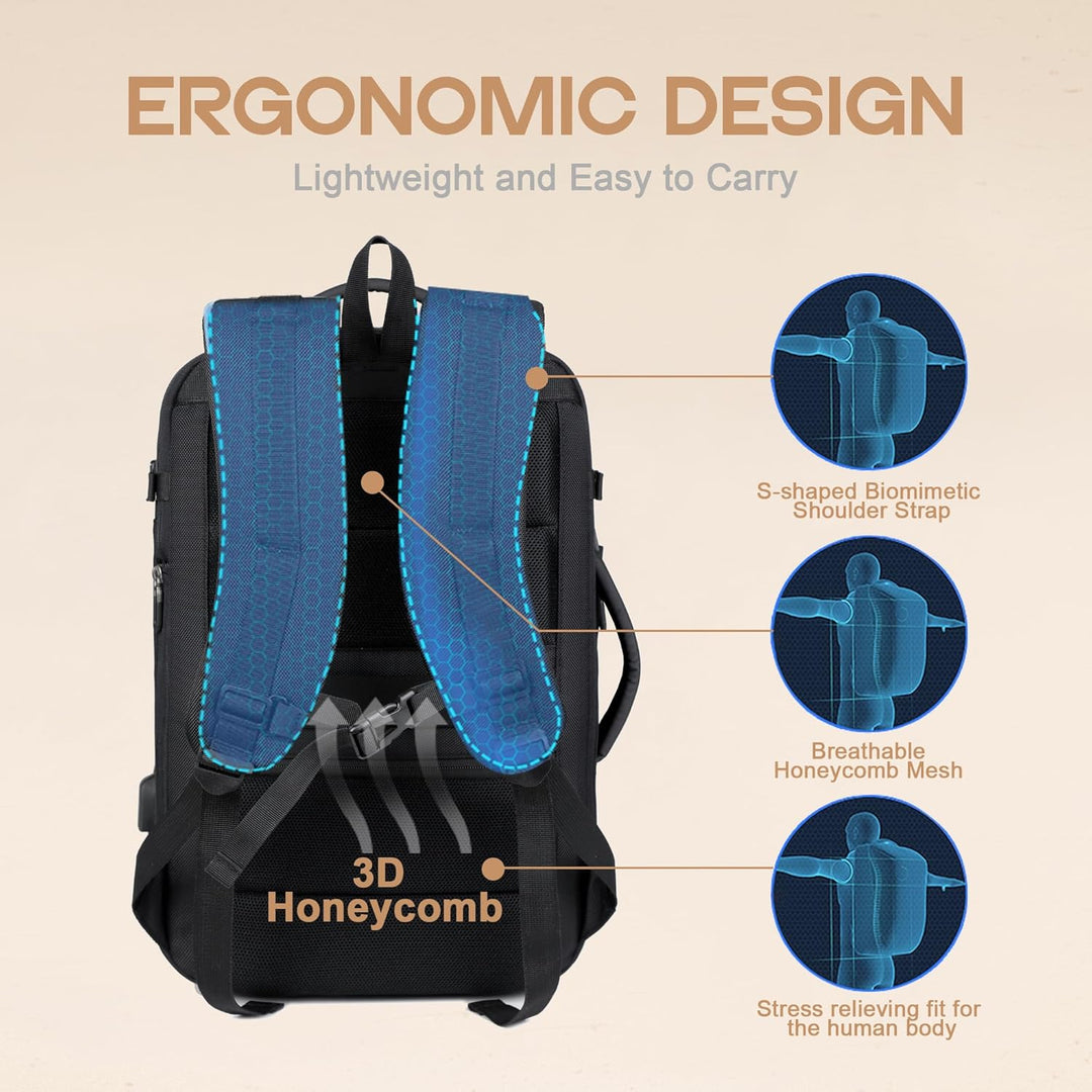 40L Expandable Waterproof Travel Backpack | USB Port & 17” Laptop Compartment