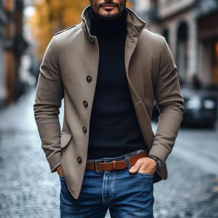Men’s Utility Wool Stand-Collar Winter Coat