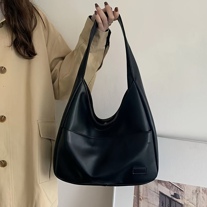Minimalist Black Leather Hobo Bag | Everyday Chic