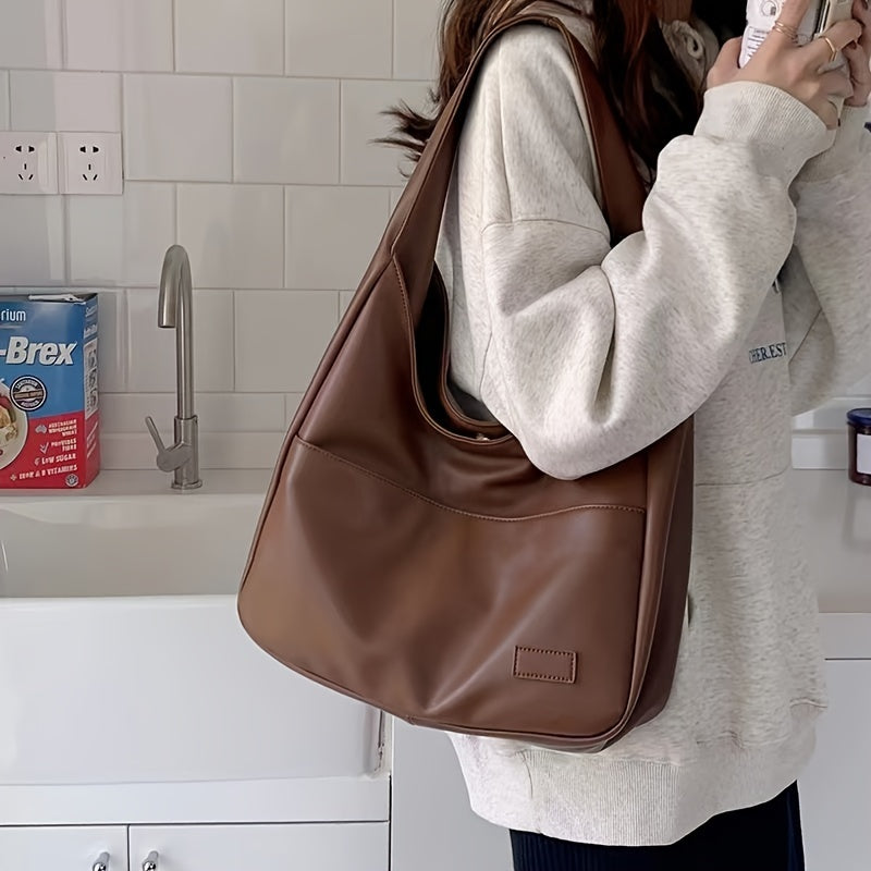Minimalist Black Leather Hobo Bag | Everyday Chic