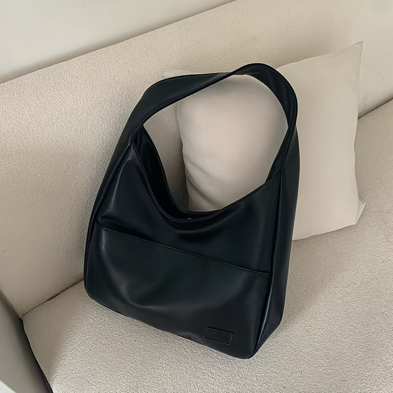 Minimalist Black Leather Hobo Bag | Everyday Chic