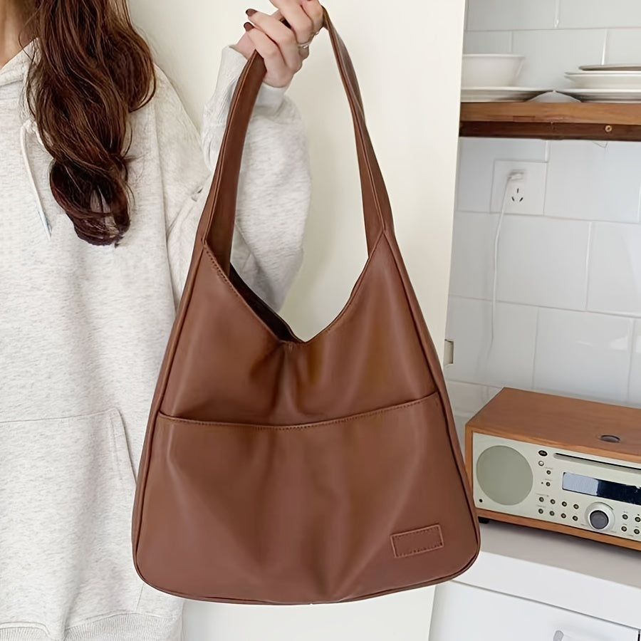 Minimalist Black Leather Hobo Bag | Everyday Chic