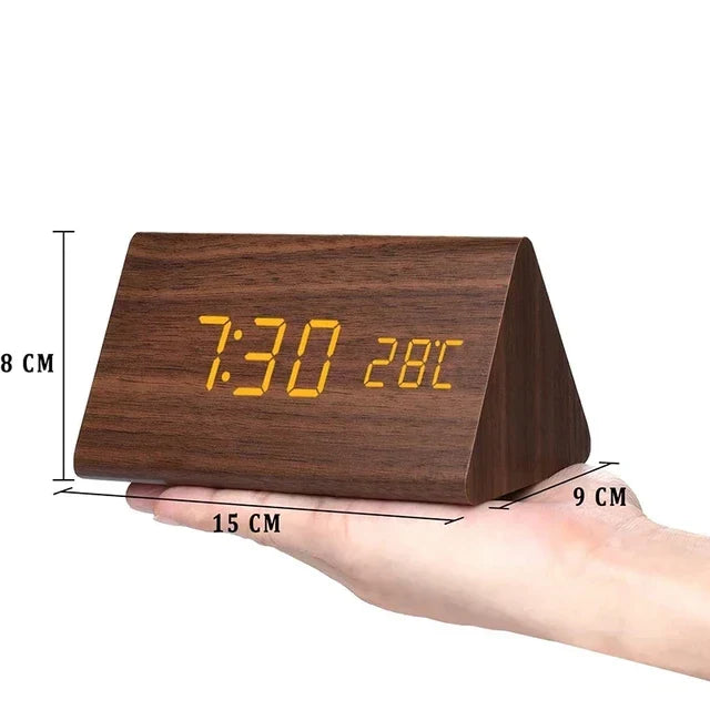Wood Look LED Alarm Clock | Retro Digital Table Clock Gift