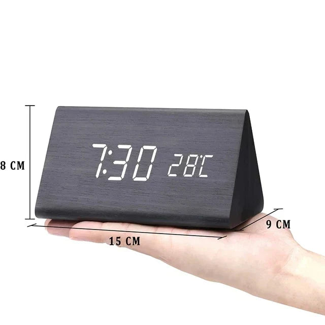 Wood Look LED Alarm Clock | Retro Digital Table Clock Gift