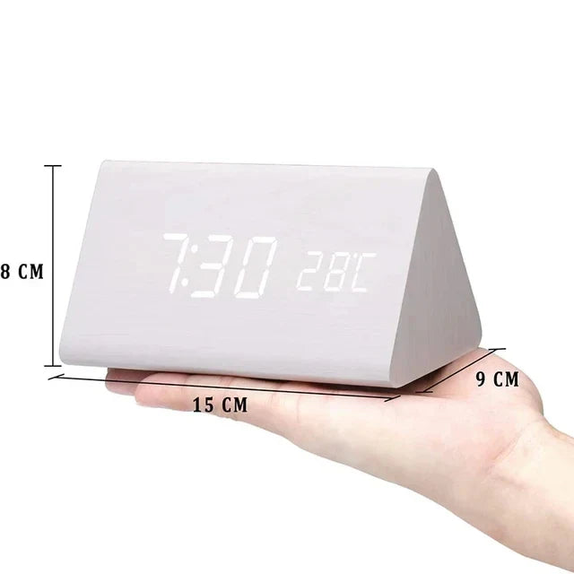Wood Look LED Alarm Clock | Retro Digital Table Clock Gift