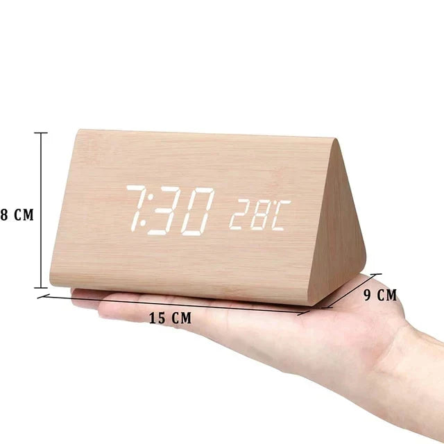 Wood Look LED Alarm Clock | Retro Digital Table Clock Gift