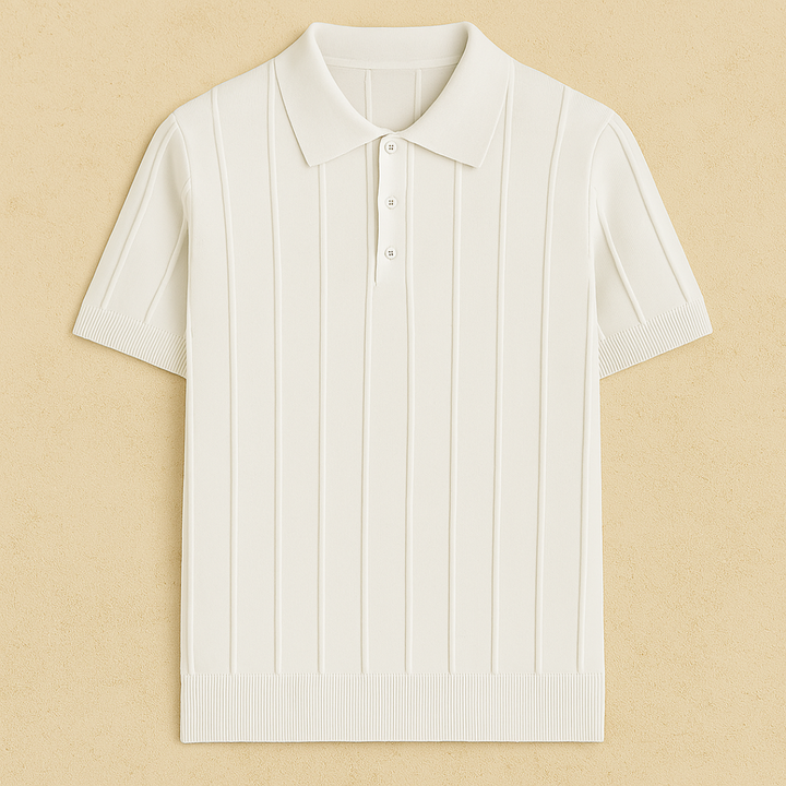 Men’s Elegant Ribbed-Knit Polo Shirt