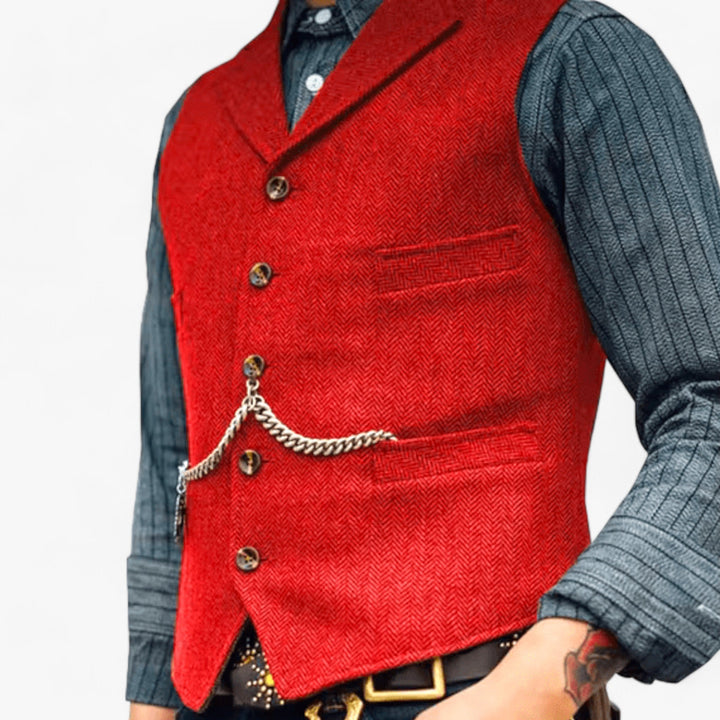 Men’s Timeless Wool Vest | Classic Herringbone Design