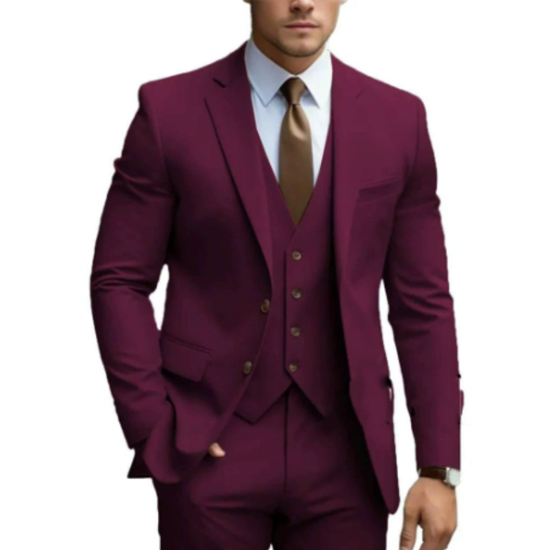 Men’s 3-Piece Wedding Suit with Vest