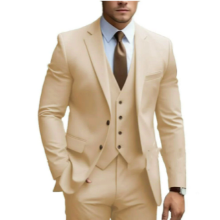 Men’s 3-Piece Wedding Suit with Vest