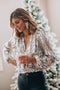 Oriara | Sequin V-Neck Folded Blouse
