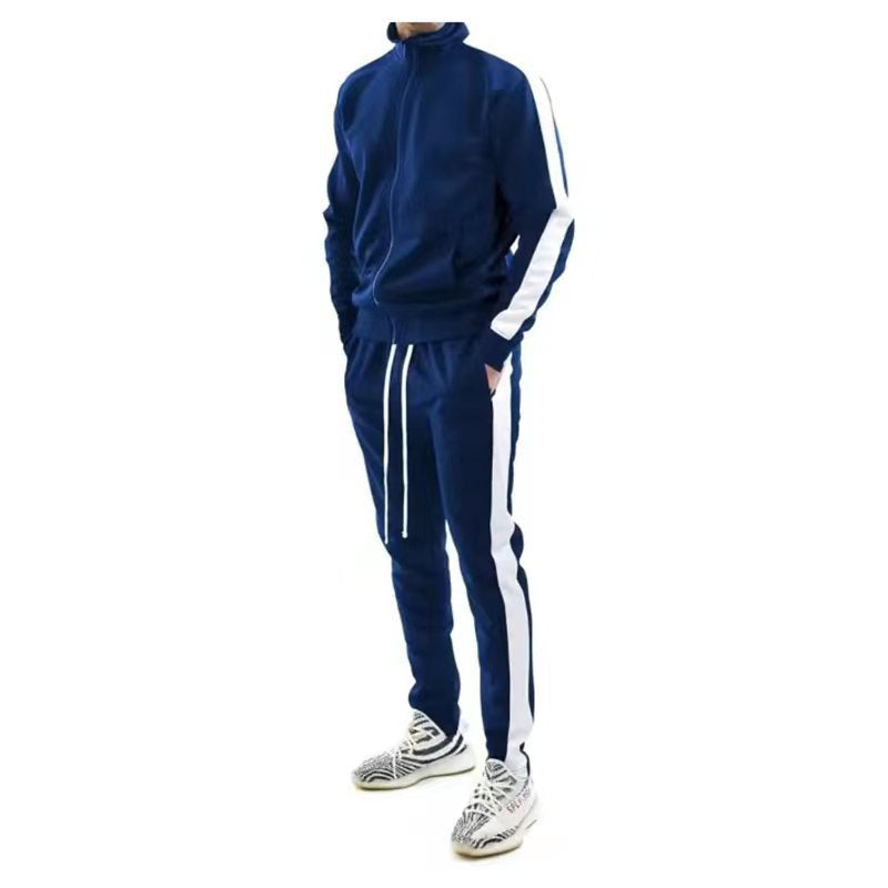 Men's Hooded Tracksuit with White Side Stripes | Relaxed Fit