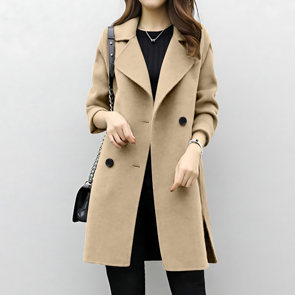 Women’s Wool-Blend Double-Breasted Mid-Length Coat