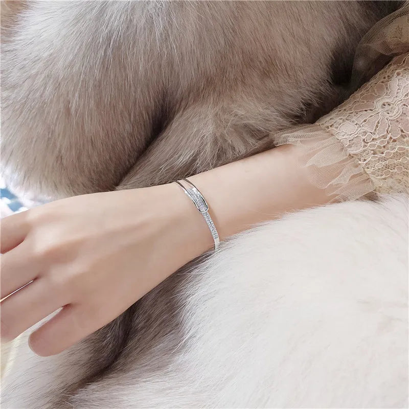 Open Bangle Bracelet with Sparkling Accent