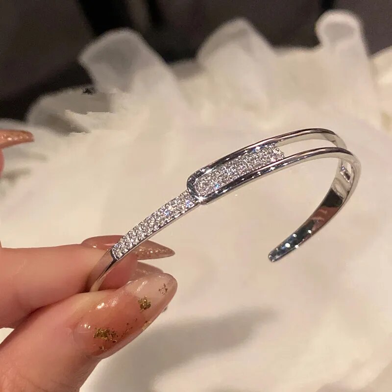 Open Bangle Bracelet with Sparkling Accent