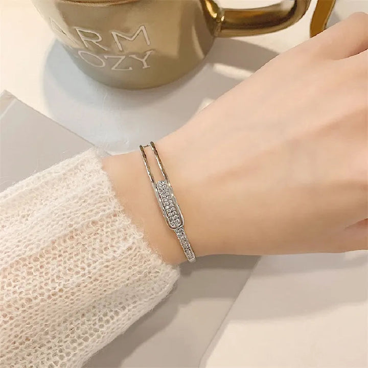 Open Bangle Bracelet with Sparkling Accent