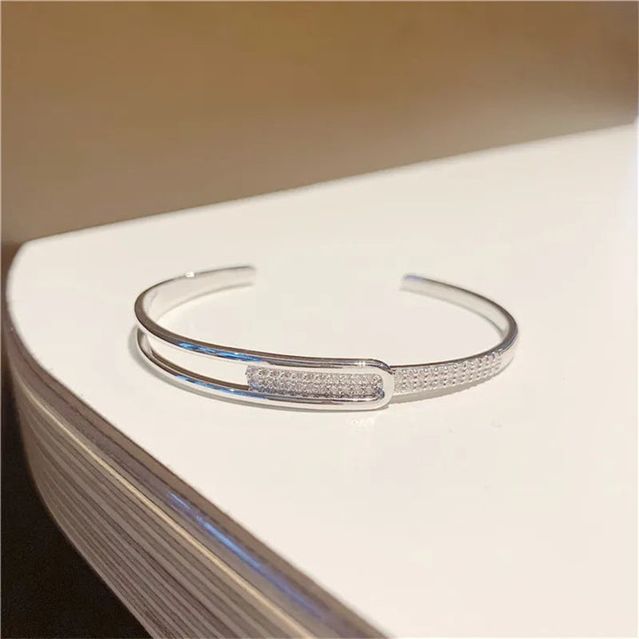 Open Bangle Bracelet with Sparkling Accent