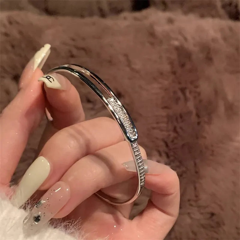 Open Bangle Bracelet with Sparkling Accent