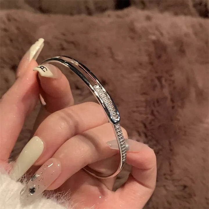 Open Bangle Bracelet with Sparkling Accent