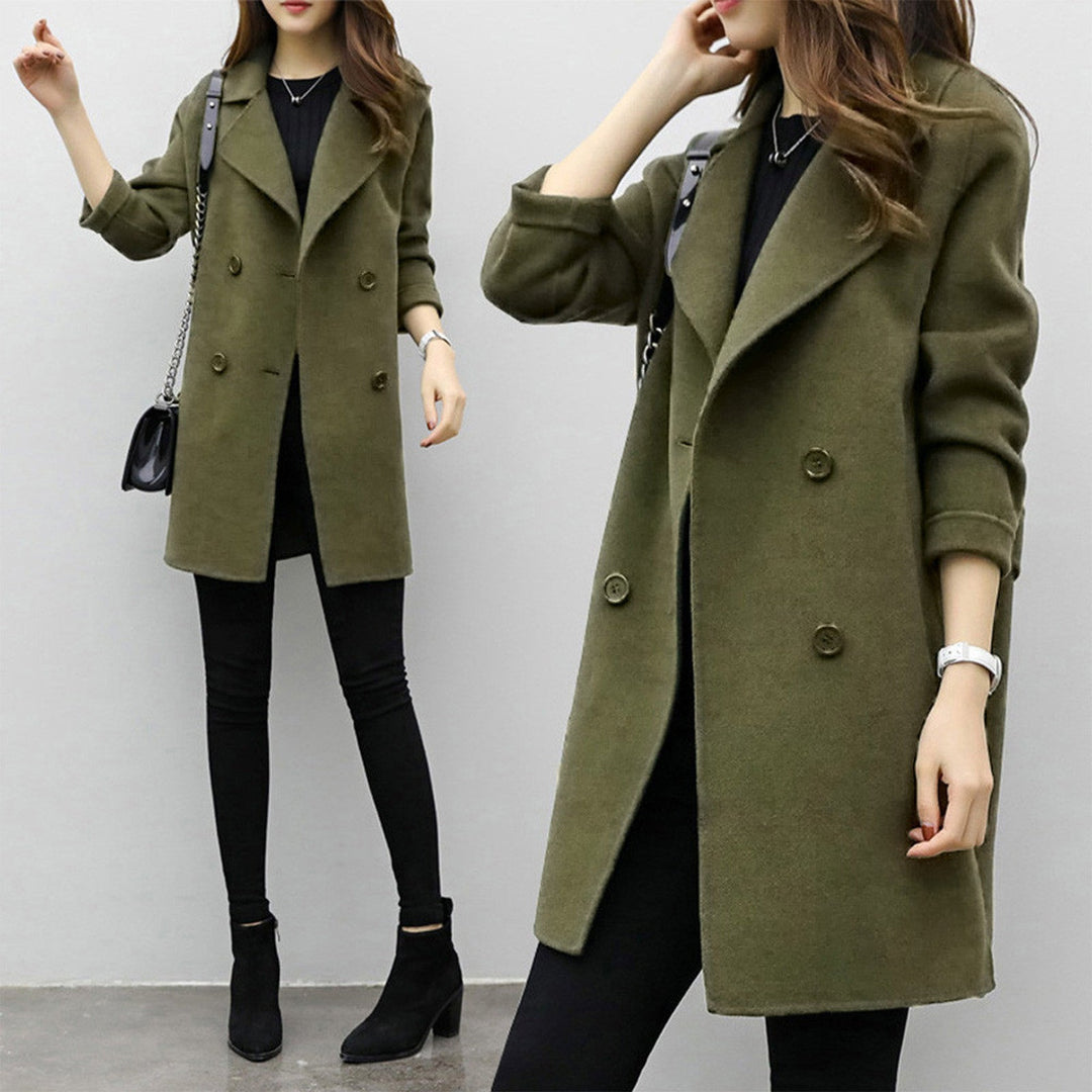 Women’s Wool-Blend Double-Breasted Mid-Length Coat