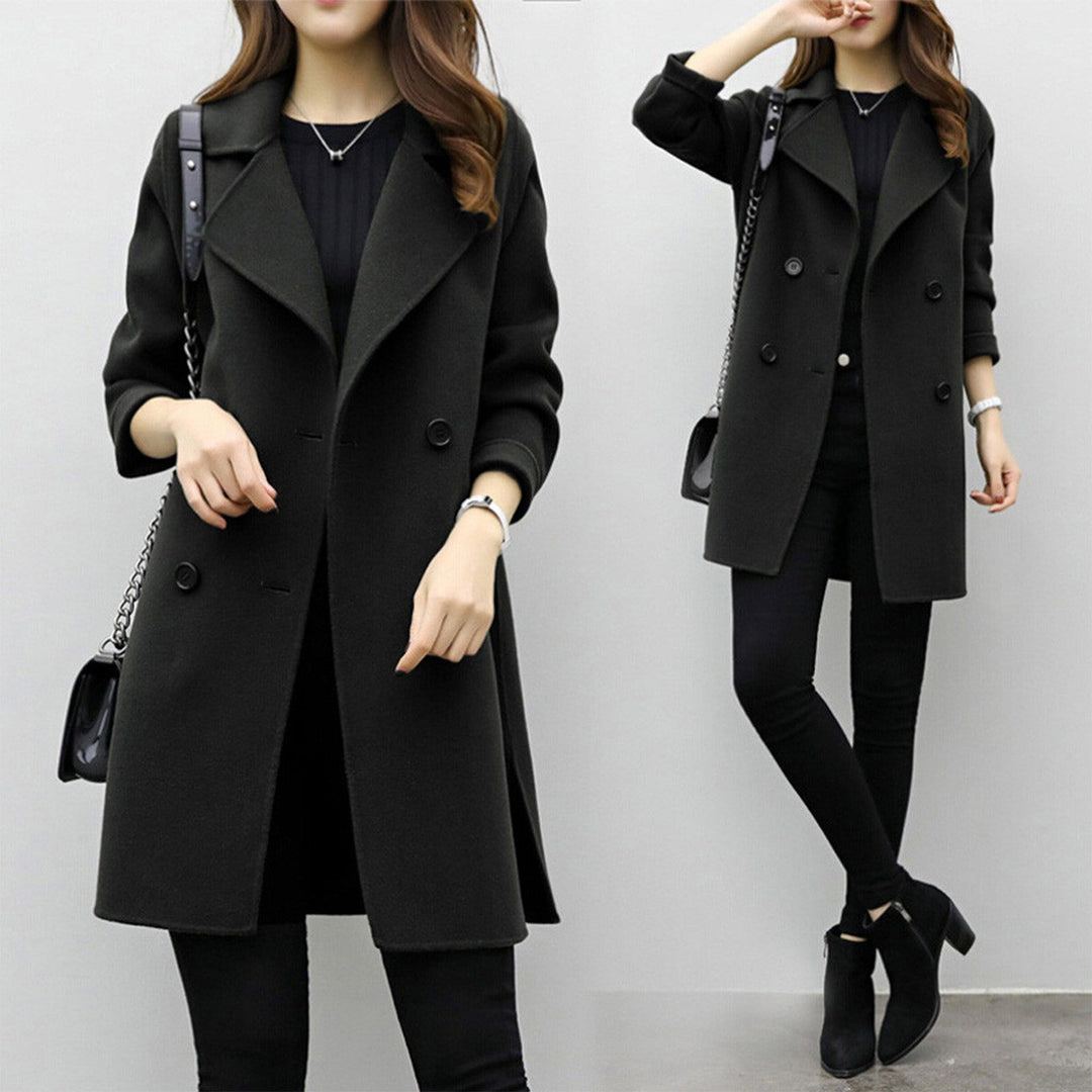 Women’s Wool-Blend Double-Breasted Mid-Length Coat