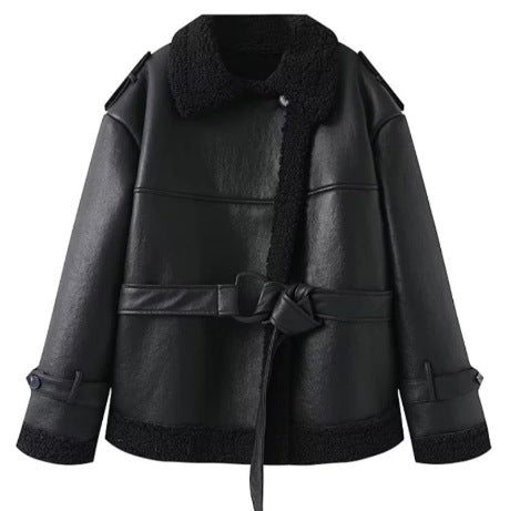 Chic Women's Leather Jacket | Stylish & Warm Outerwear